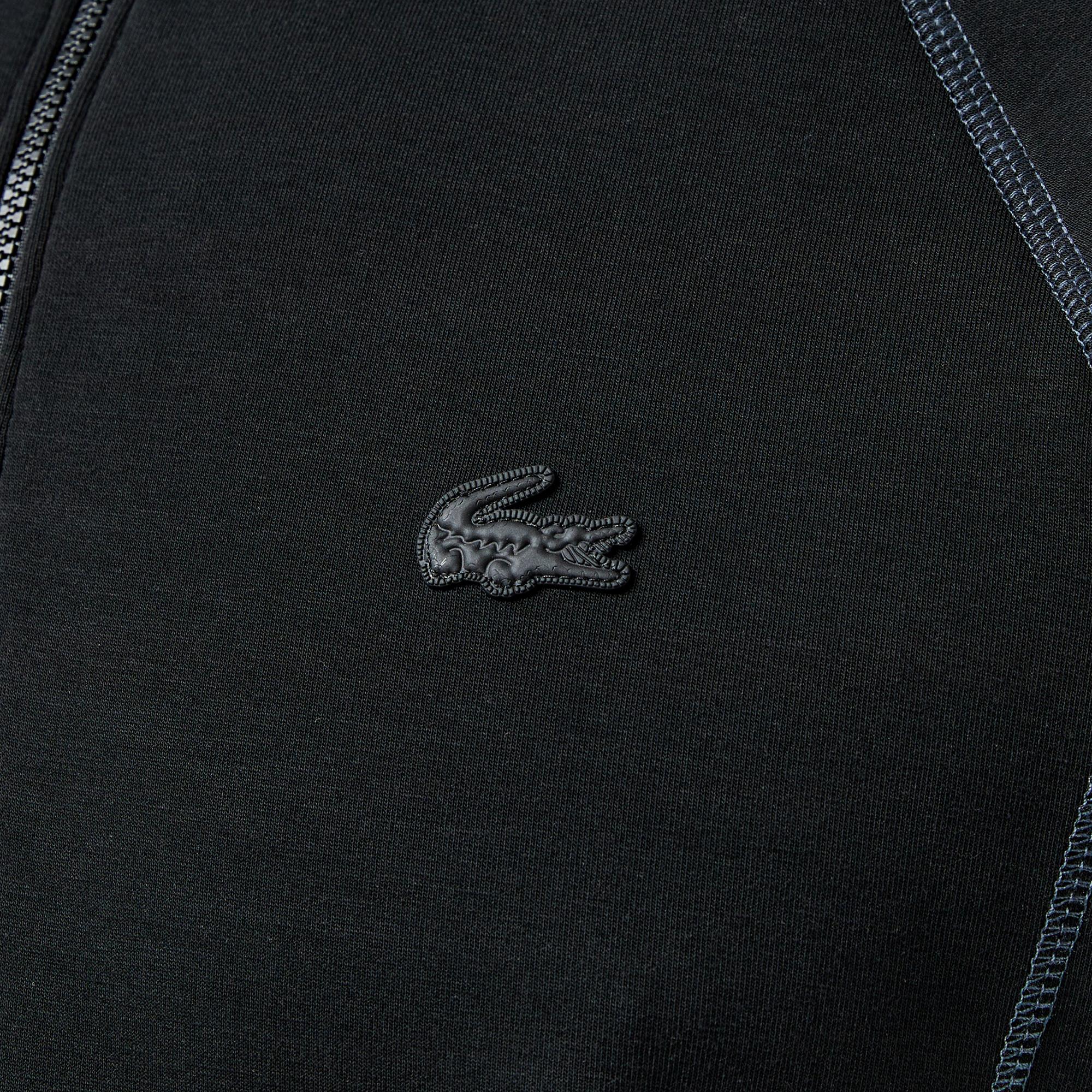 Erkek Relaxed Fit Yarım Fermuarlı Siyah Sweatshirt