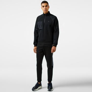  Erkek Relaxed Fit Yarım Fermuarlı Siyah Sweatshirt
