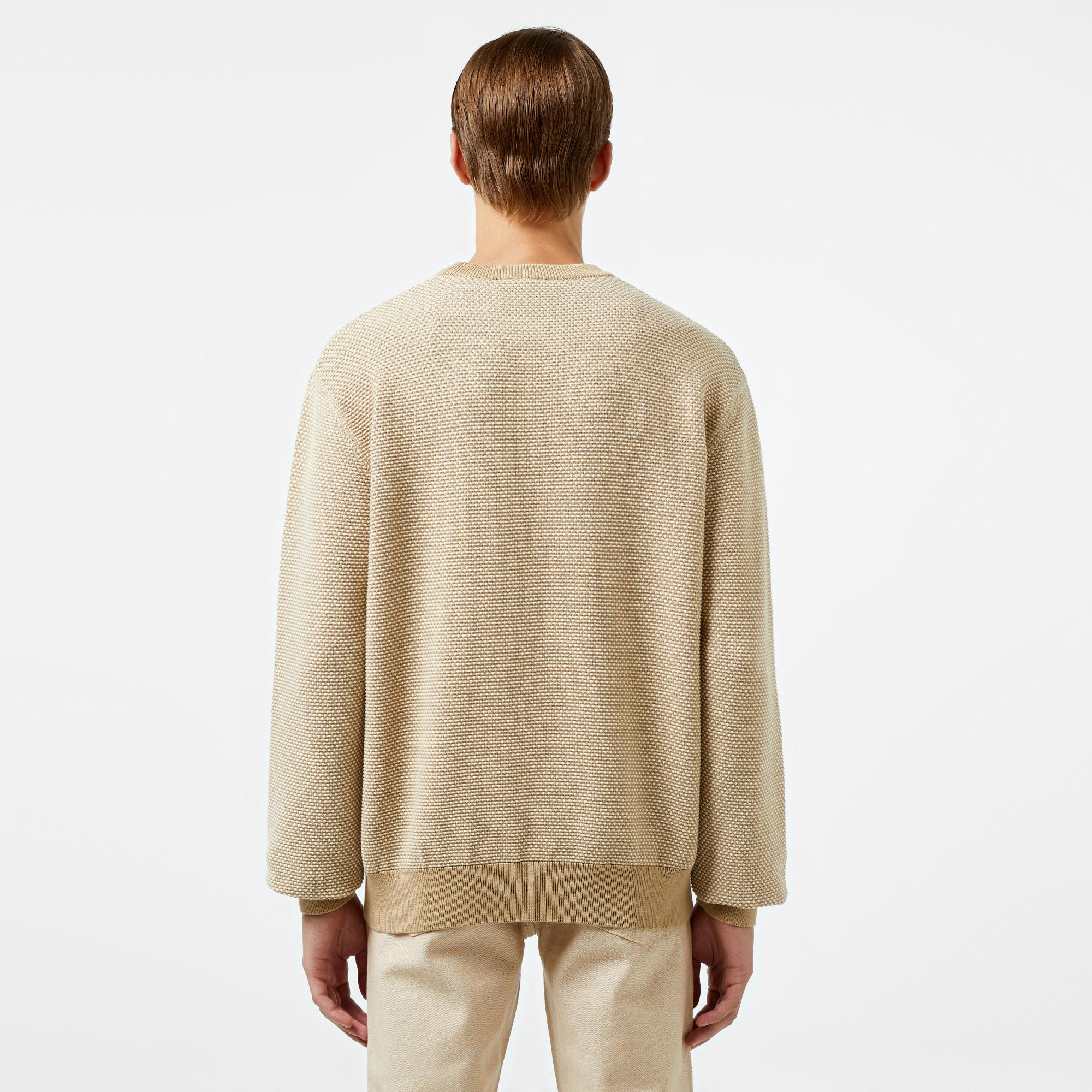 Erkek Relaxed Fit Bisiklet Yaka Bej Triko