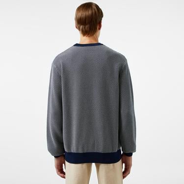  Erkek Relaxed Fit Bisiklet Yaka Lacivert Triko