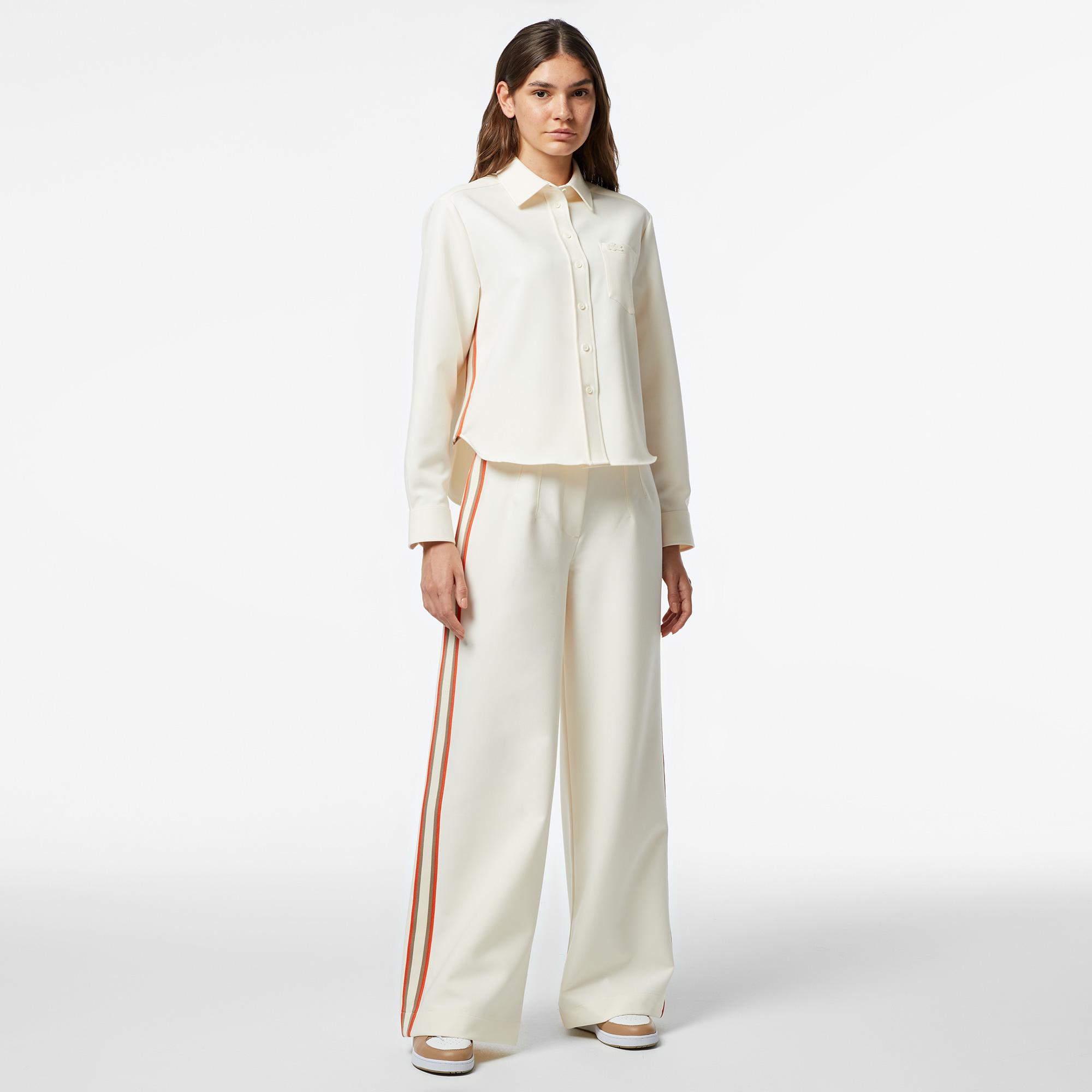 Lacoste Kadın Oversize Fit Gömlek Yaka Bej Gömlek