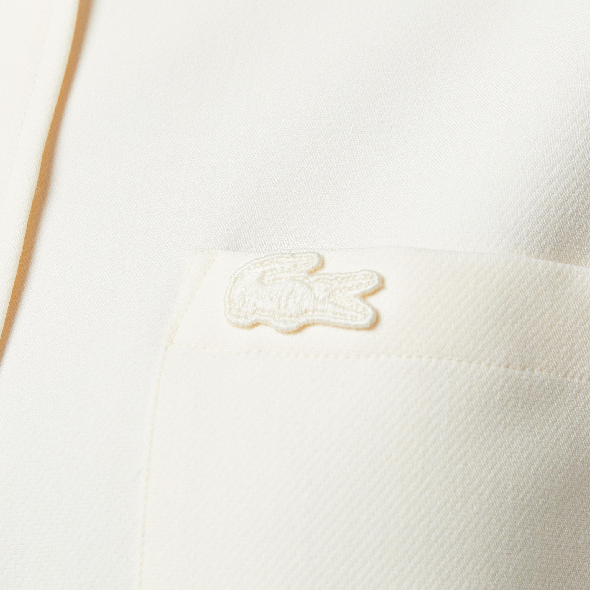 Lacoste Kadın Oversize Fit Gömlek Yaka Bej Gömlek