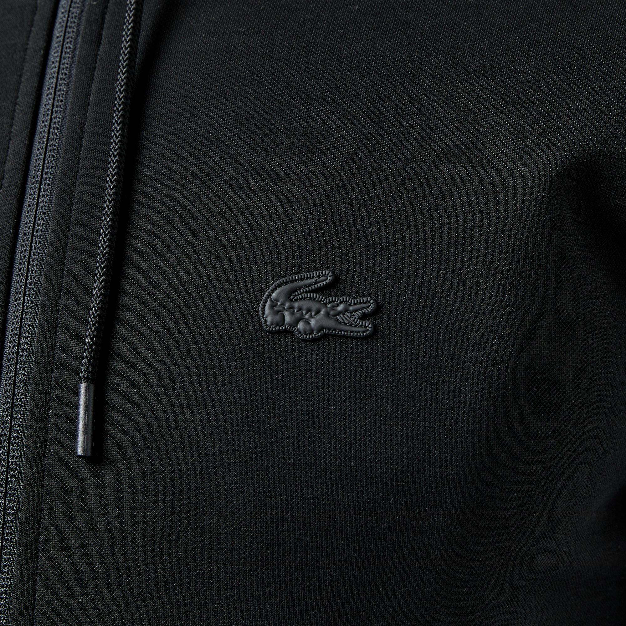 Erkek Slim Fit Kapüşonlu Siyah Sweatshirt