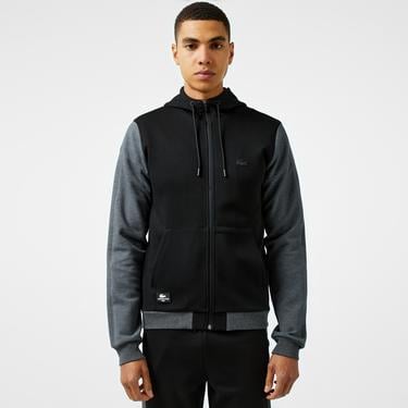  Erkek Slim Fit Kapüşonlu Siyah Sweatshirt