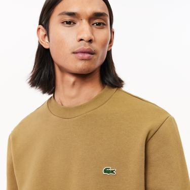  Erkek Classic Fit Bisiklet Yaka Kahverengi Sweatshirt