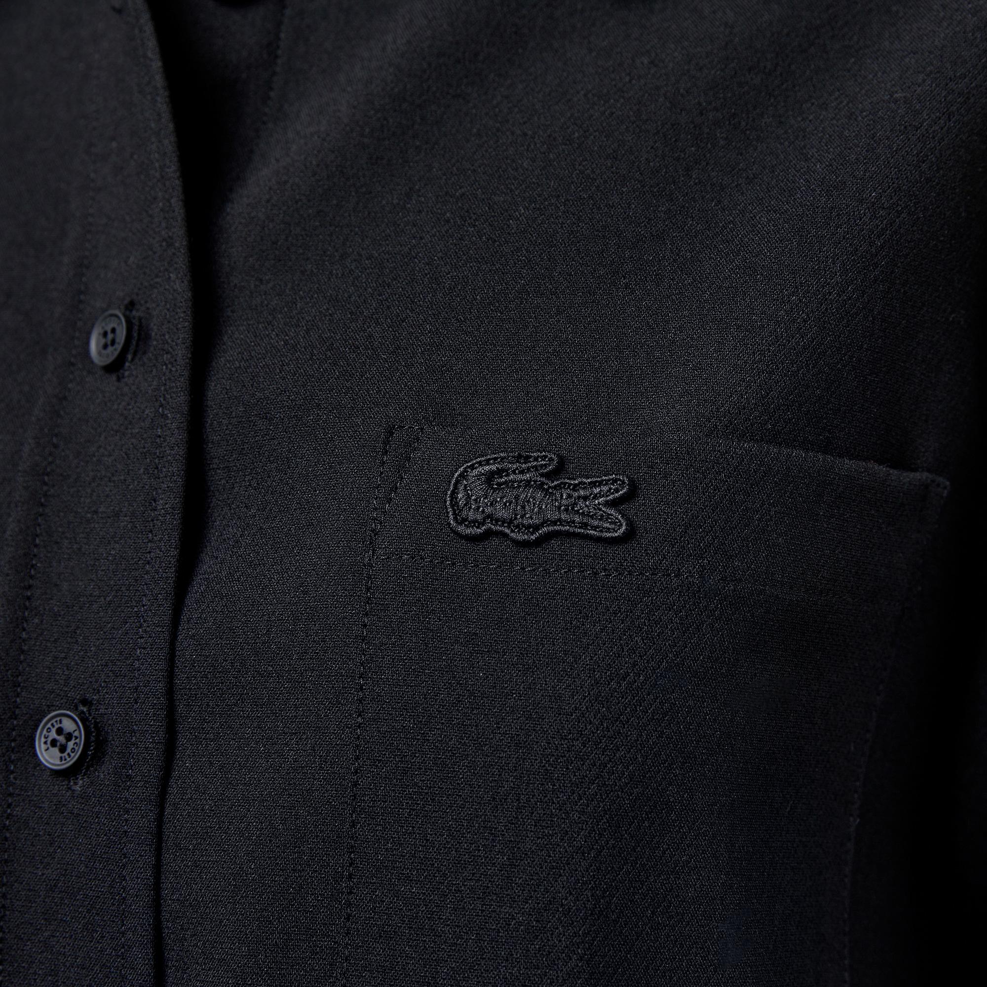 Lacoste Kadın Oversize Fit Gömlek Yaka Siyah Gömlek