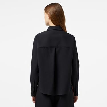  Lacoste Kadın Oversize Fit Gömlek Yaka Siyah Gömlek