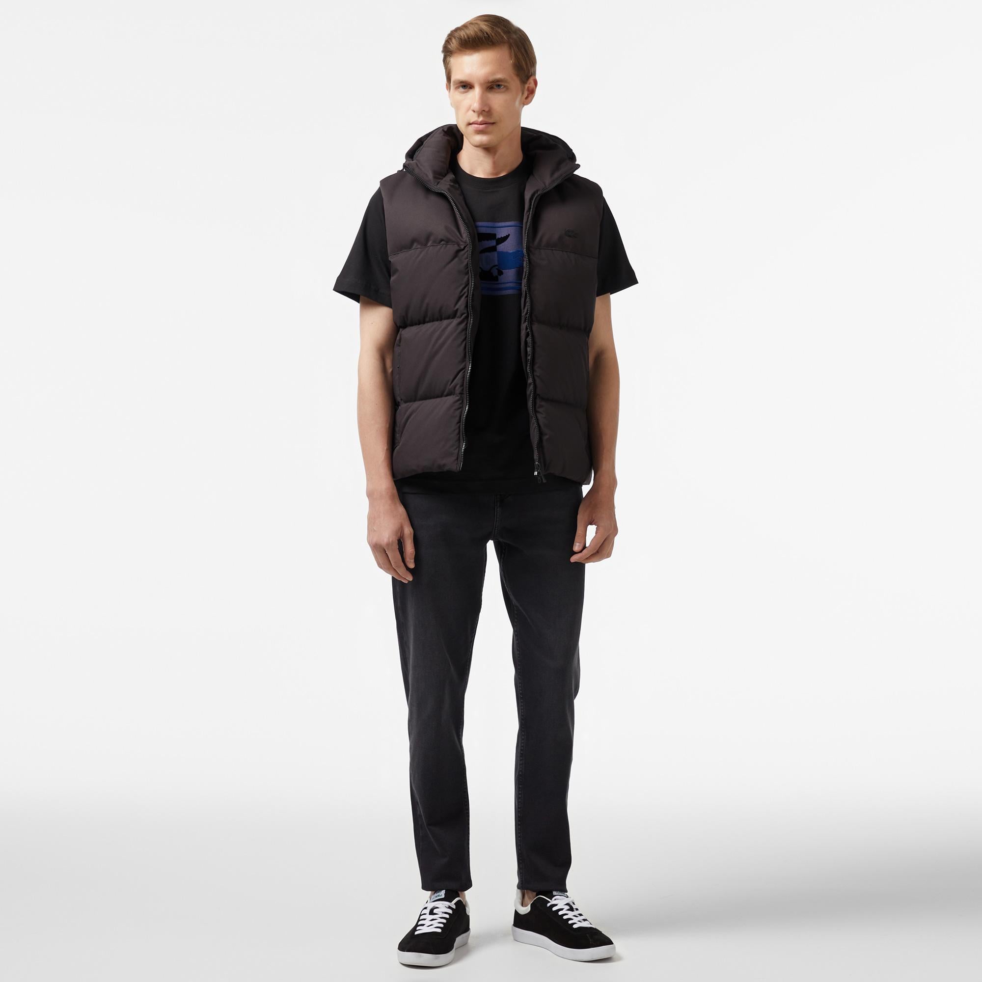 Erkek Kapüşonlu Siyah Şişme Yelek