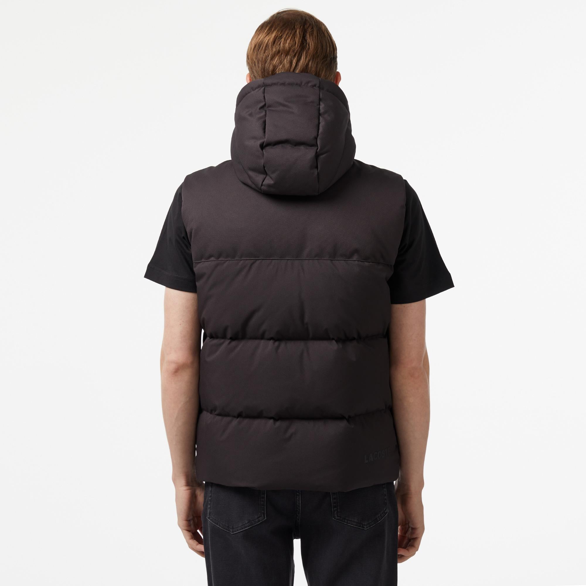 Erkek Kapüşonlu Siyah Şişme Yelek