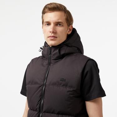  Erkek Kapüşonlu Siyah Şişme Yelek