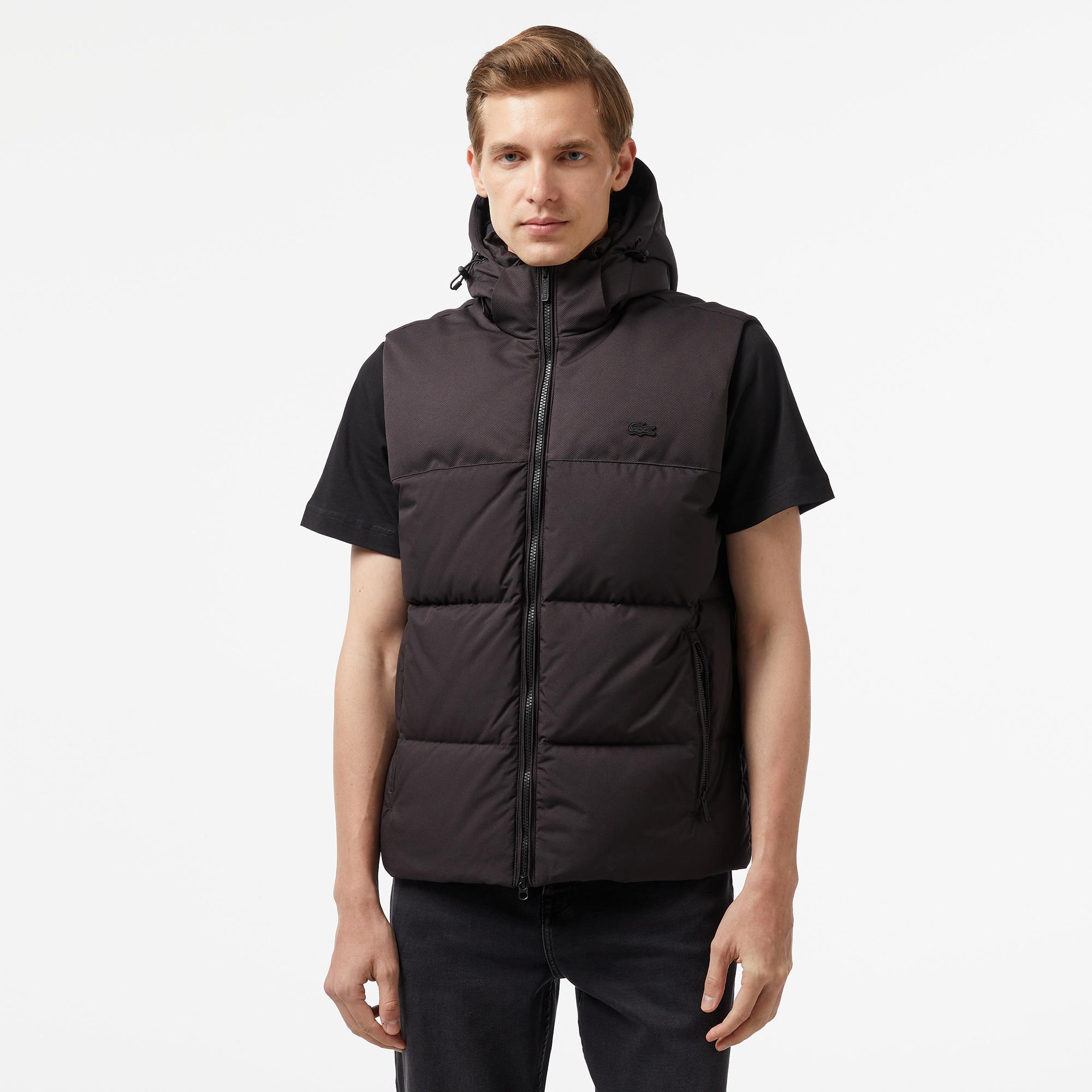 Erkek Kapüşonlu Siyah Şişme Yelek