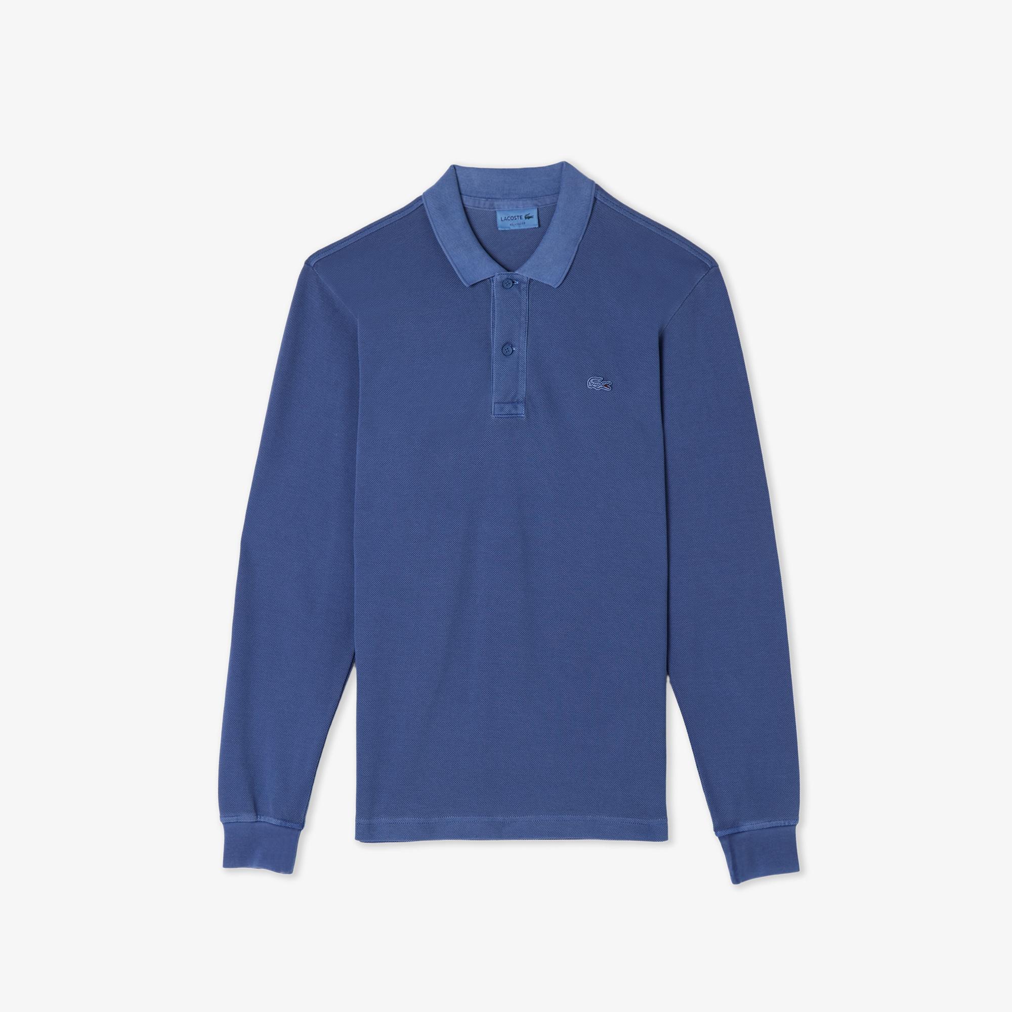 Erkek Relaxed Fit Uzun Kollu Lacivert Polo