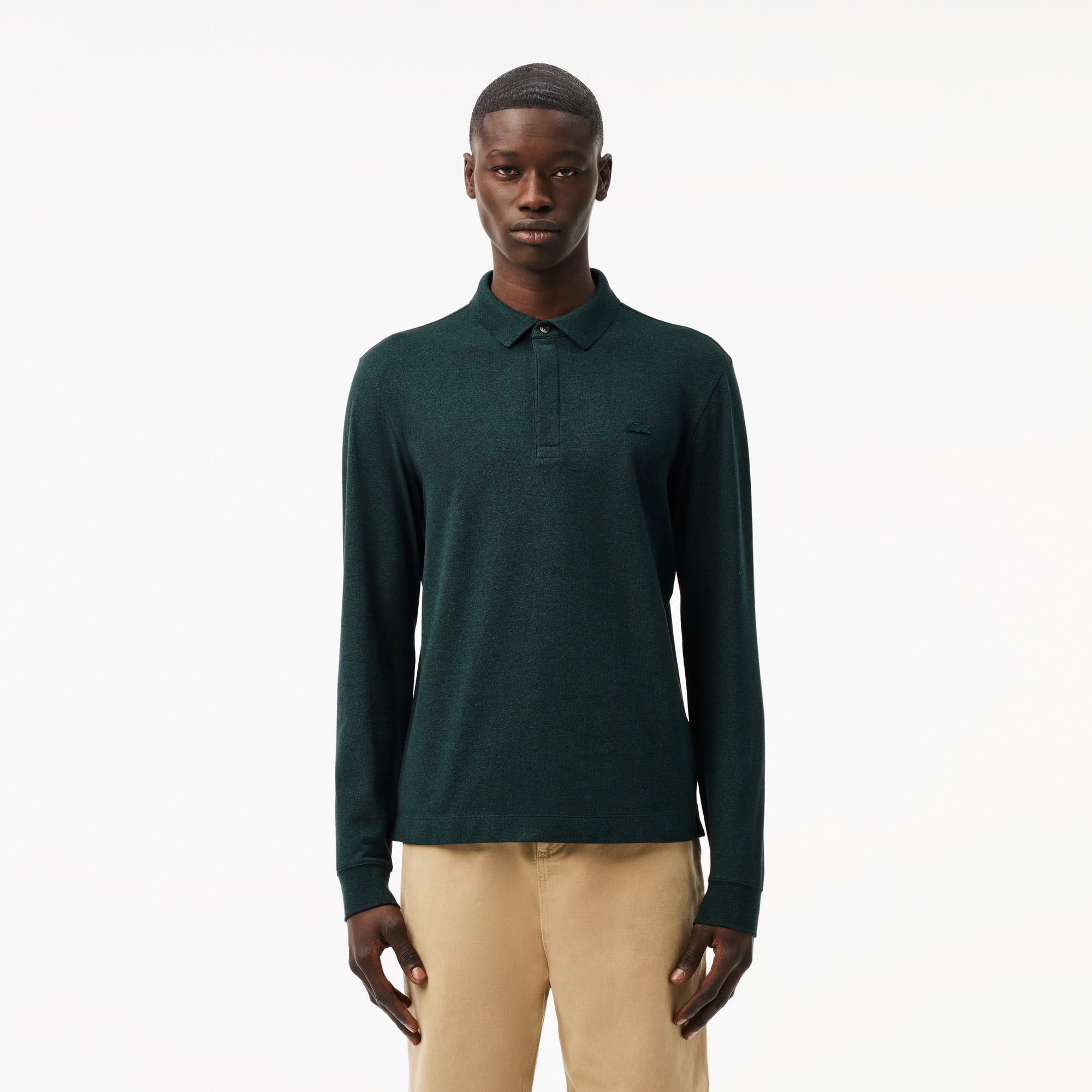  Lacoste Paris Erkek Regular Fit Uzun Kollu Koyu Yeşil Polo