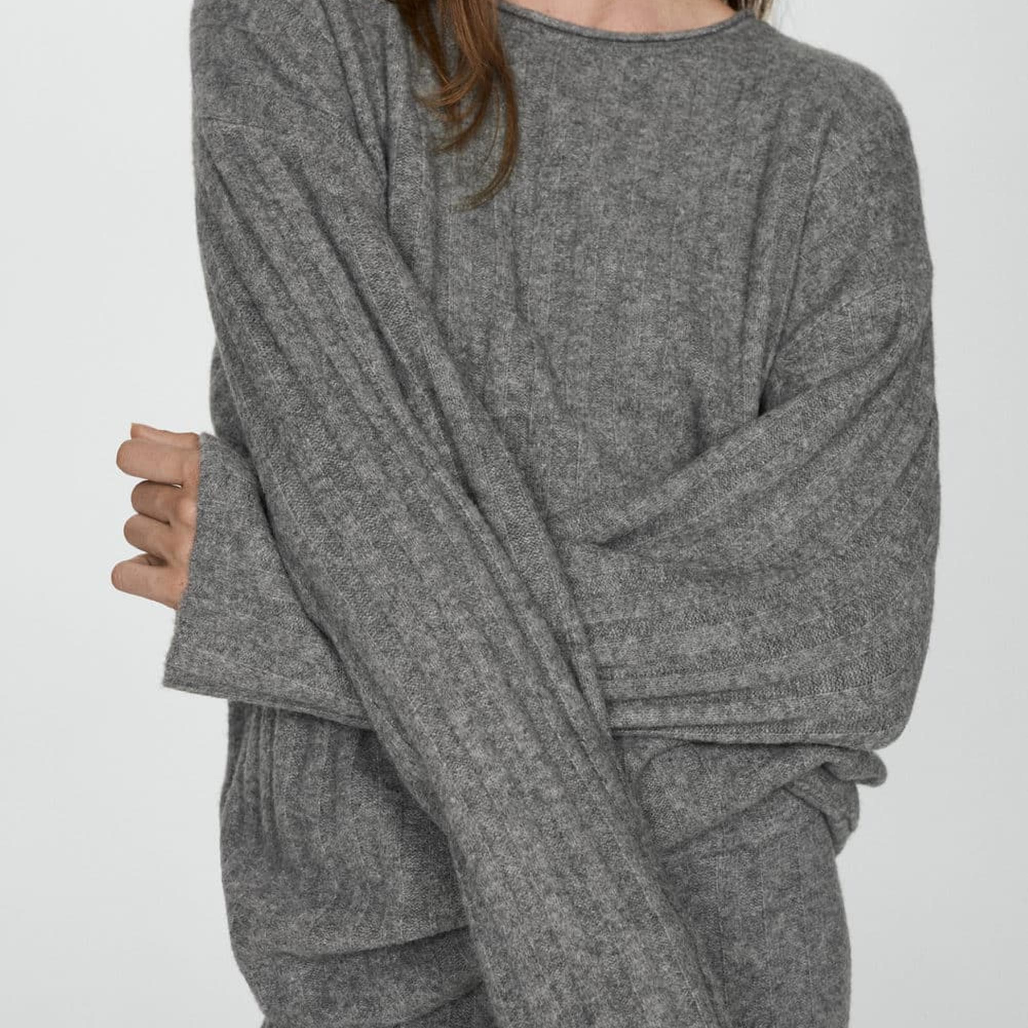 Mango Kadın Ribana Triko Kazak Orta Kırçıllı Gri