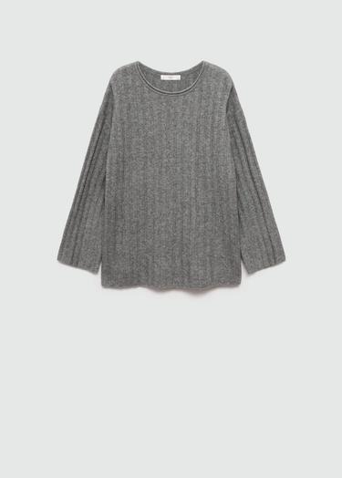  Mango Kadın Ribana Triko Kazak Orta Kırçıllı Gri