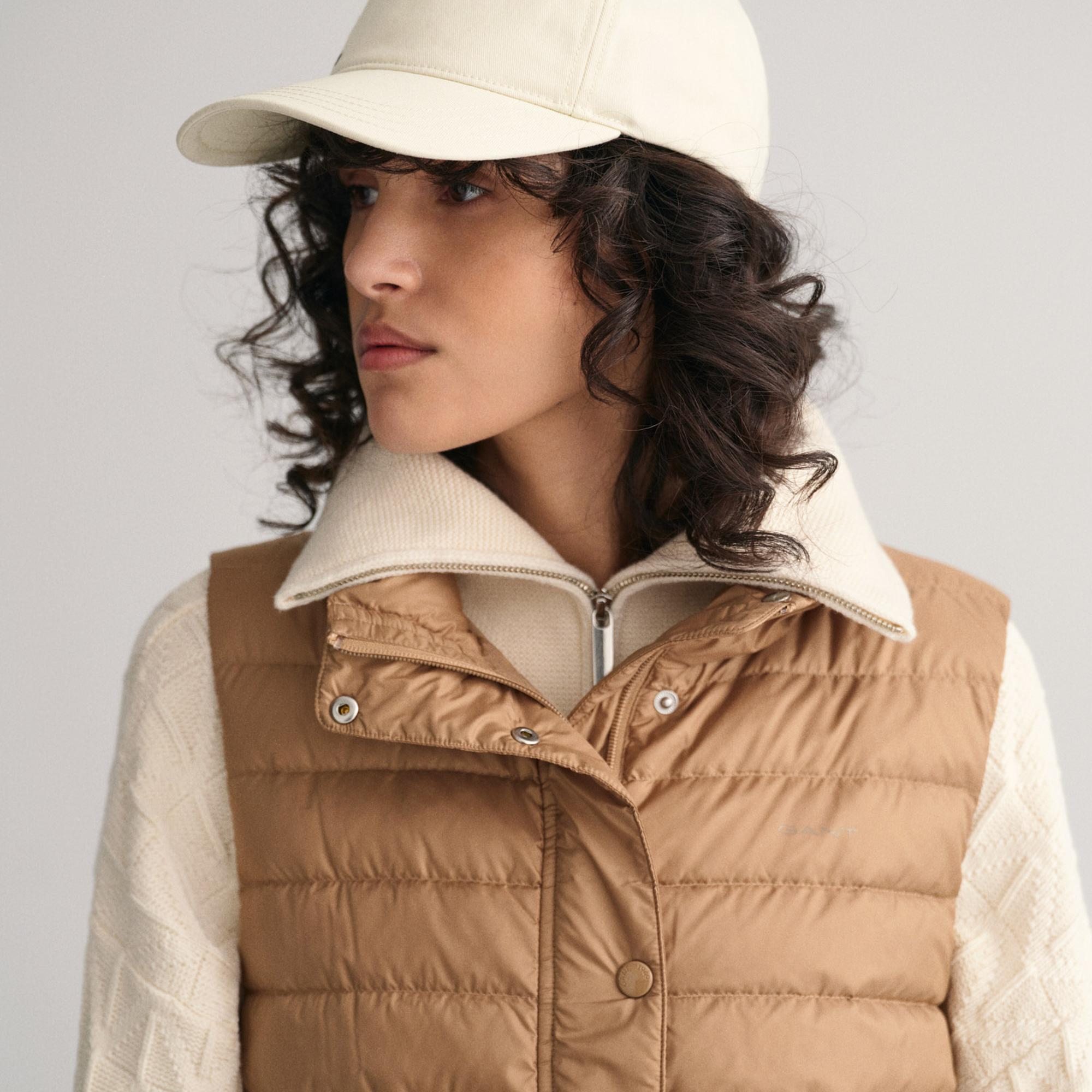 GANT Kadın Kahverengi Dik Yaka Kaz Tüyü Yelek