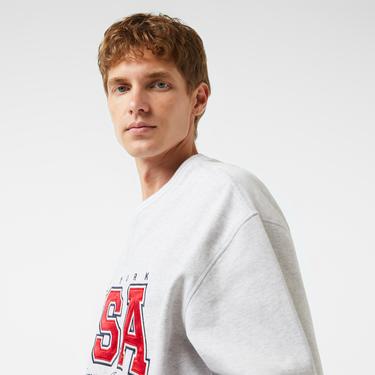  Tommy Jeans Archive Games Team Usa Crew Erkek Gri Sweatshirt