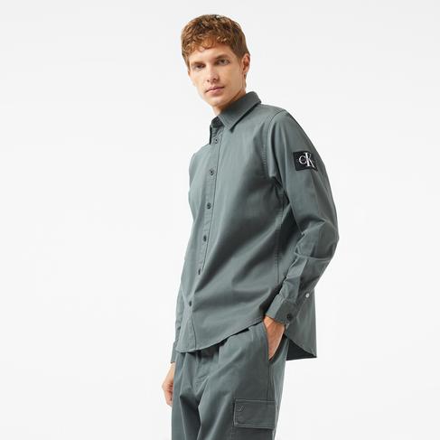  Calvin Klein Jeans Monologo Badge Relaxed Erkek Gri Gömlek