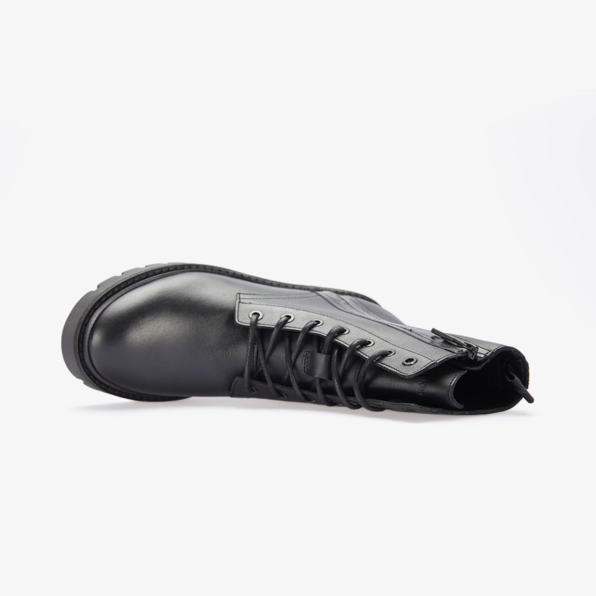 Calvin Klein Jeans Combat Mıd Laceup Boot Zip Kadın Siyah Yağmur Botu