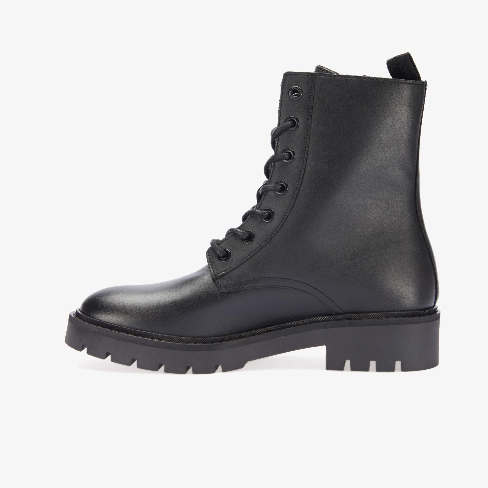 Calvin Klein Jeans Combat Mıd Laceup Boot Zip Kadın Siyah Yağmur Botu