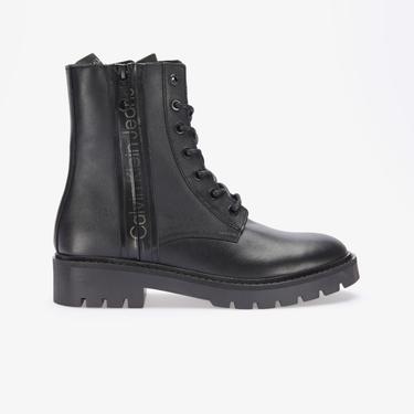  Calvin Klein Jeans Combat Mıd Laceup Boot Zip Kadın Siyah Yağmur Botu
