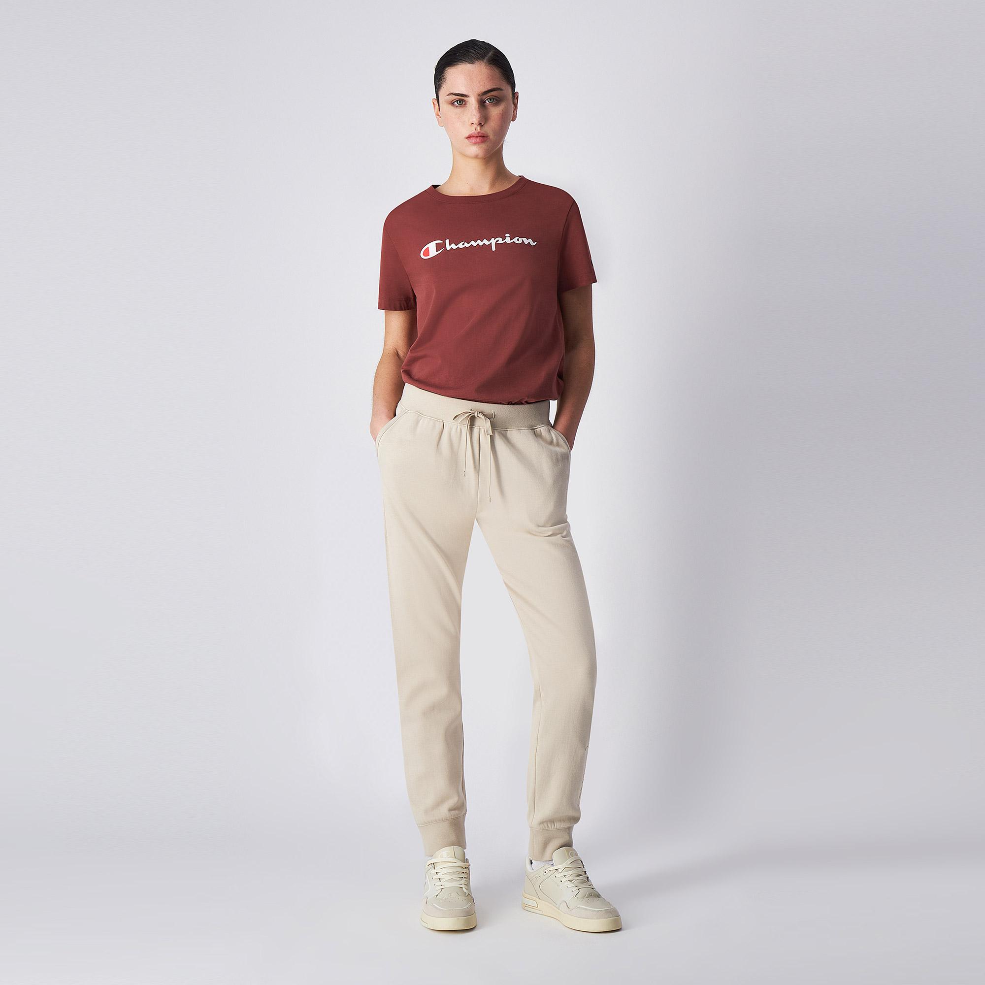 Champion Slim Fit Fleece Jogger Kadın Bej Eşofman Altı