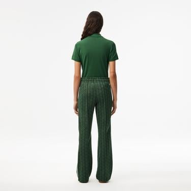  Kadın Flare Fit Monogram Koyu Yeşil Eşofman Altı