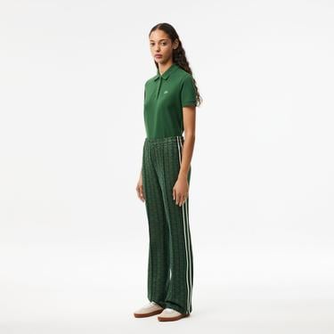  Kadın Flare Fit Monogram Koyu Yeşil Eşofman Altı