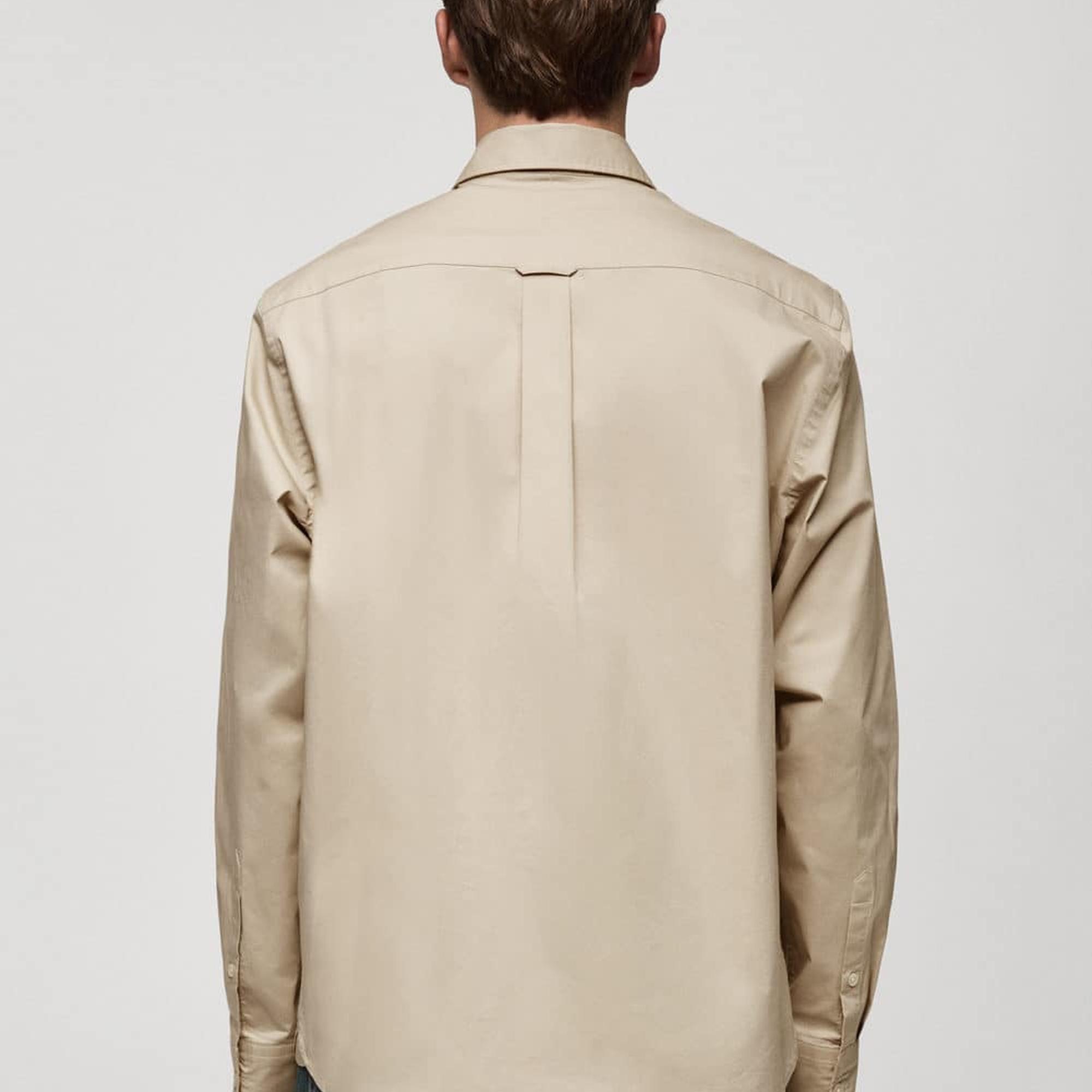 Mango Erkek Regular Fit Pamuklu Gömlek Bej
