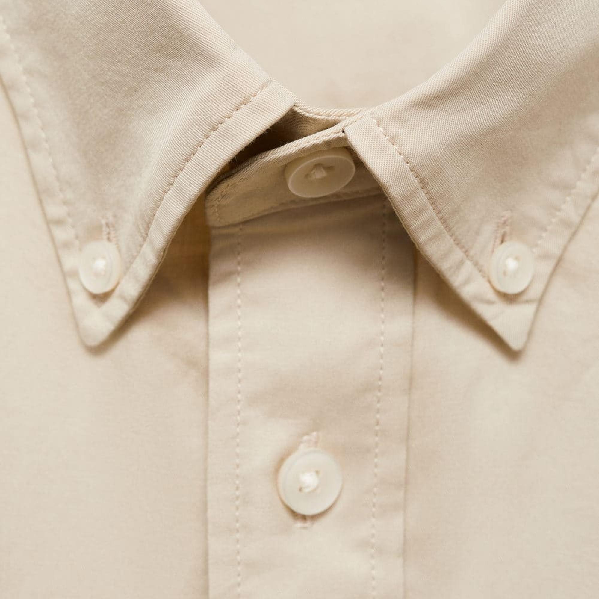 Mango Erkek Regular Fit Pamuklu Gömlek Bej