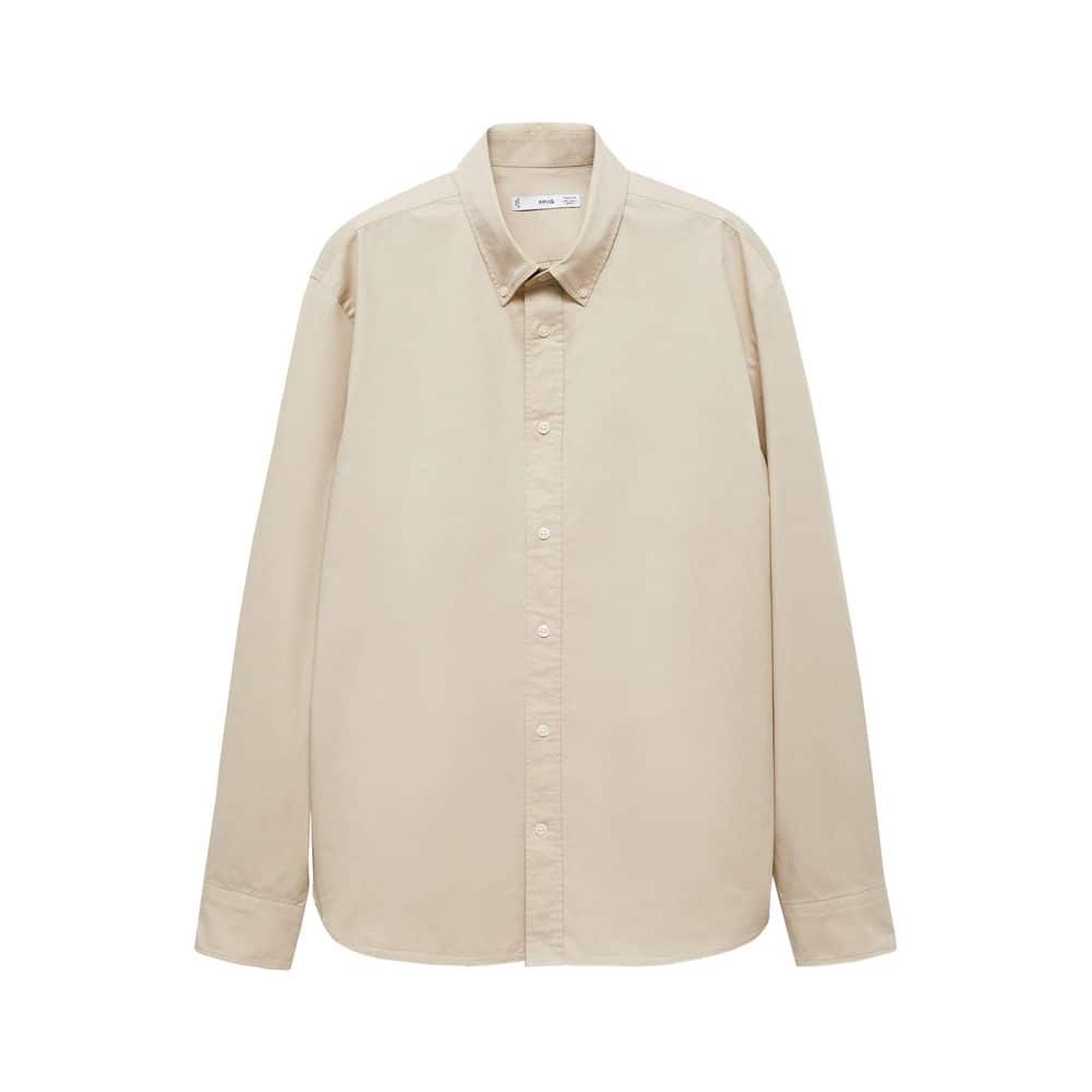 Mango Erkek Regular Fit Pamuklu Gömlek Bej