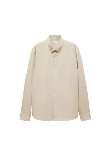  Mango Erkek Regular Fit Pamuklu Gömlek Bej