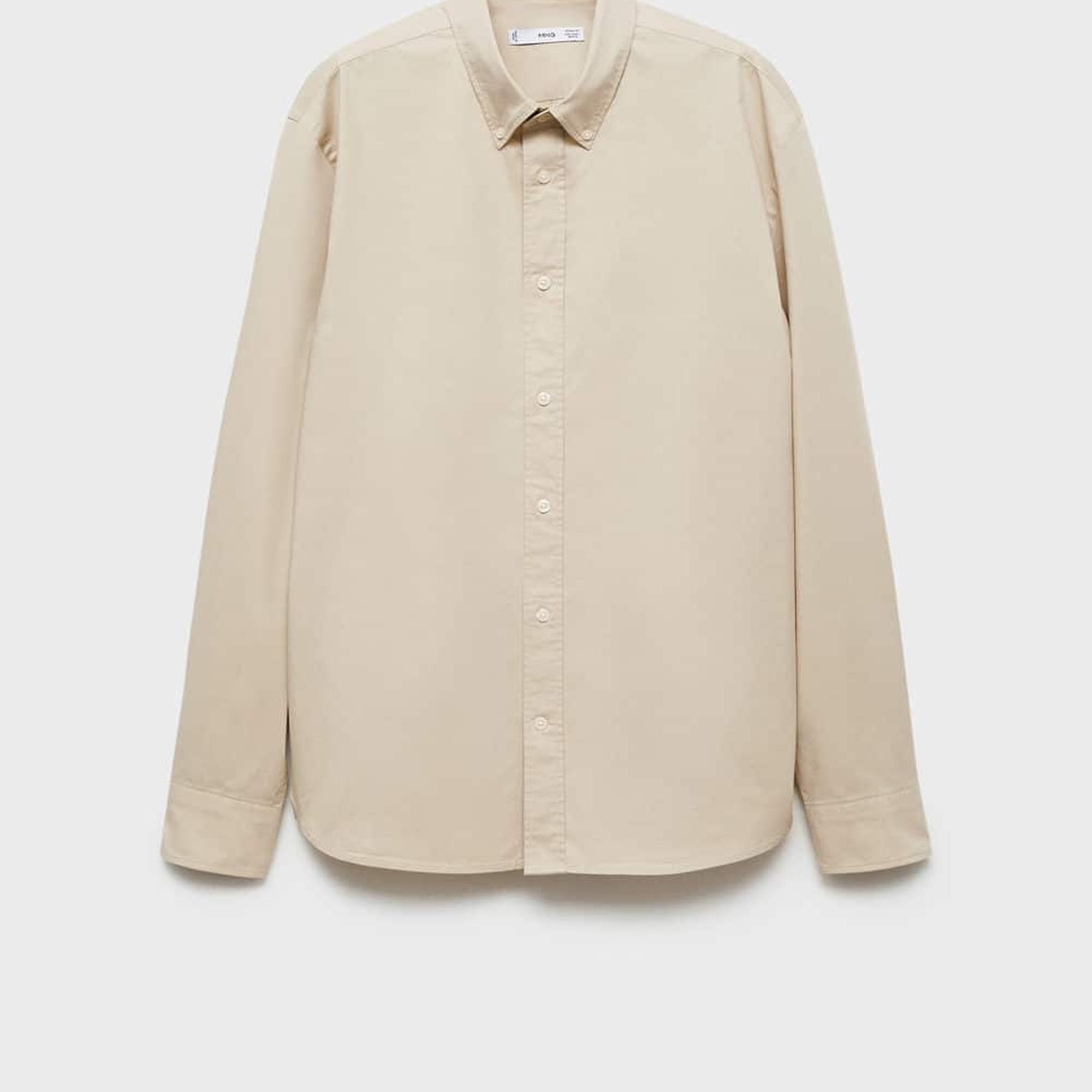 Mango Erkek Regular Fit Pamuklu Gömlek Bej