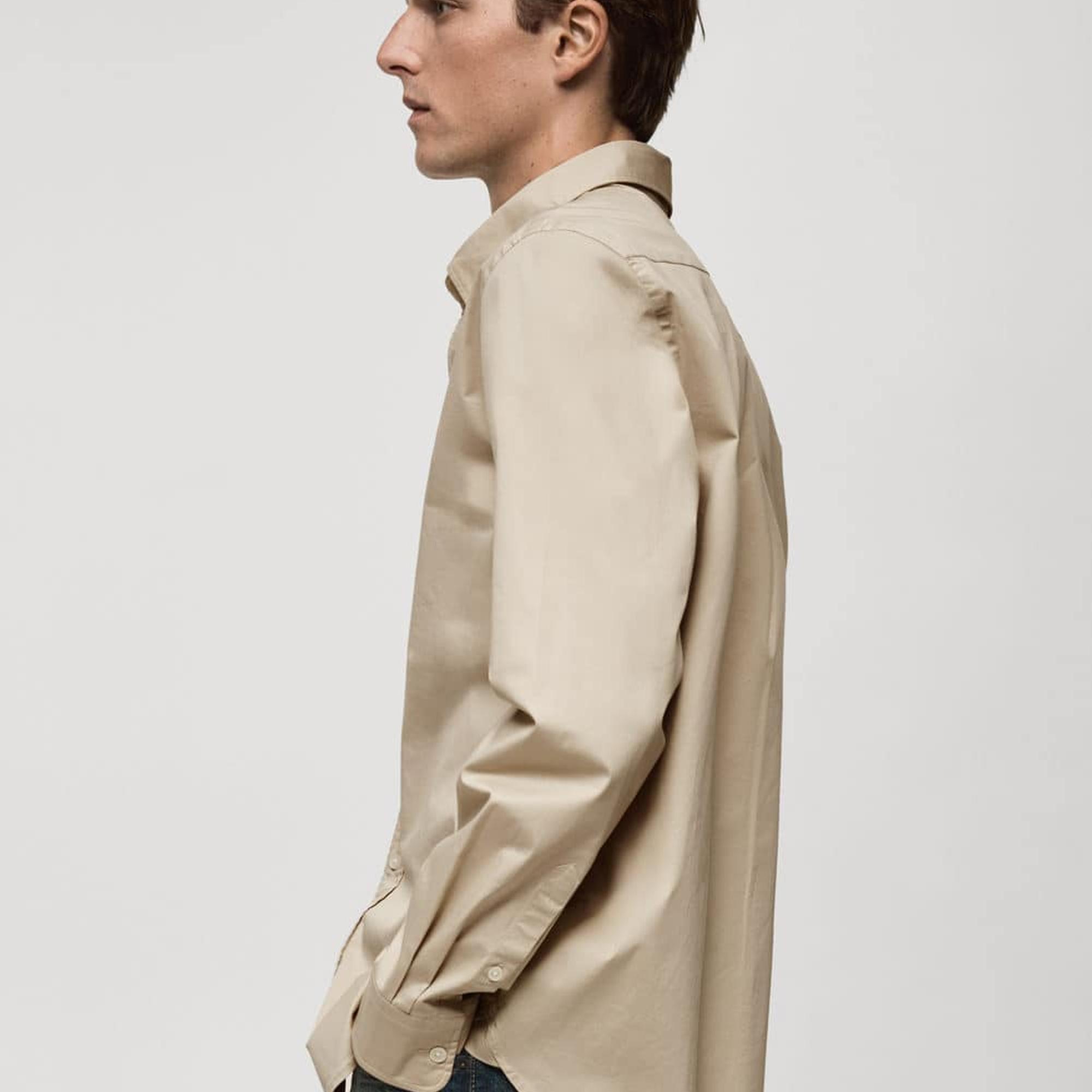 Mango Erkek Regular Fit Pamuklu Gömlek Bej