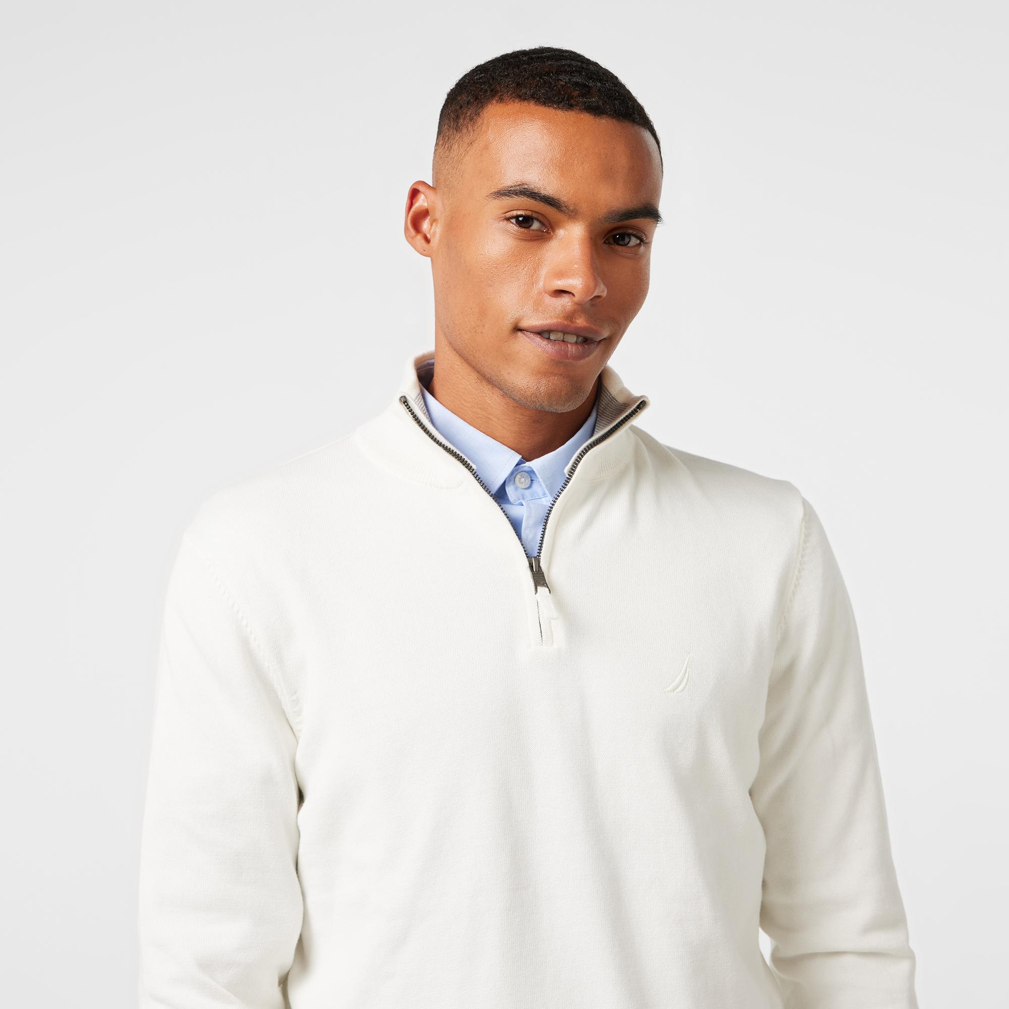 Nautica Erkek Beyaz Standart Fit Dik Yakalı Triko