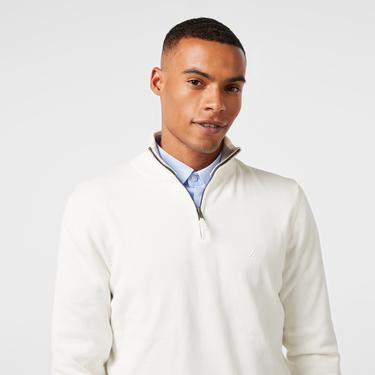  Nautica Erkek Beyaz Standart Fit Dik Yakalı Triko