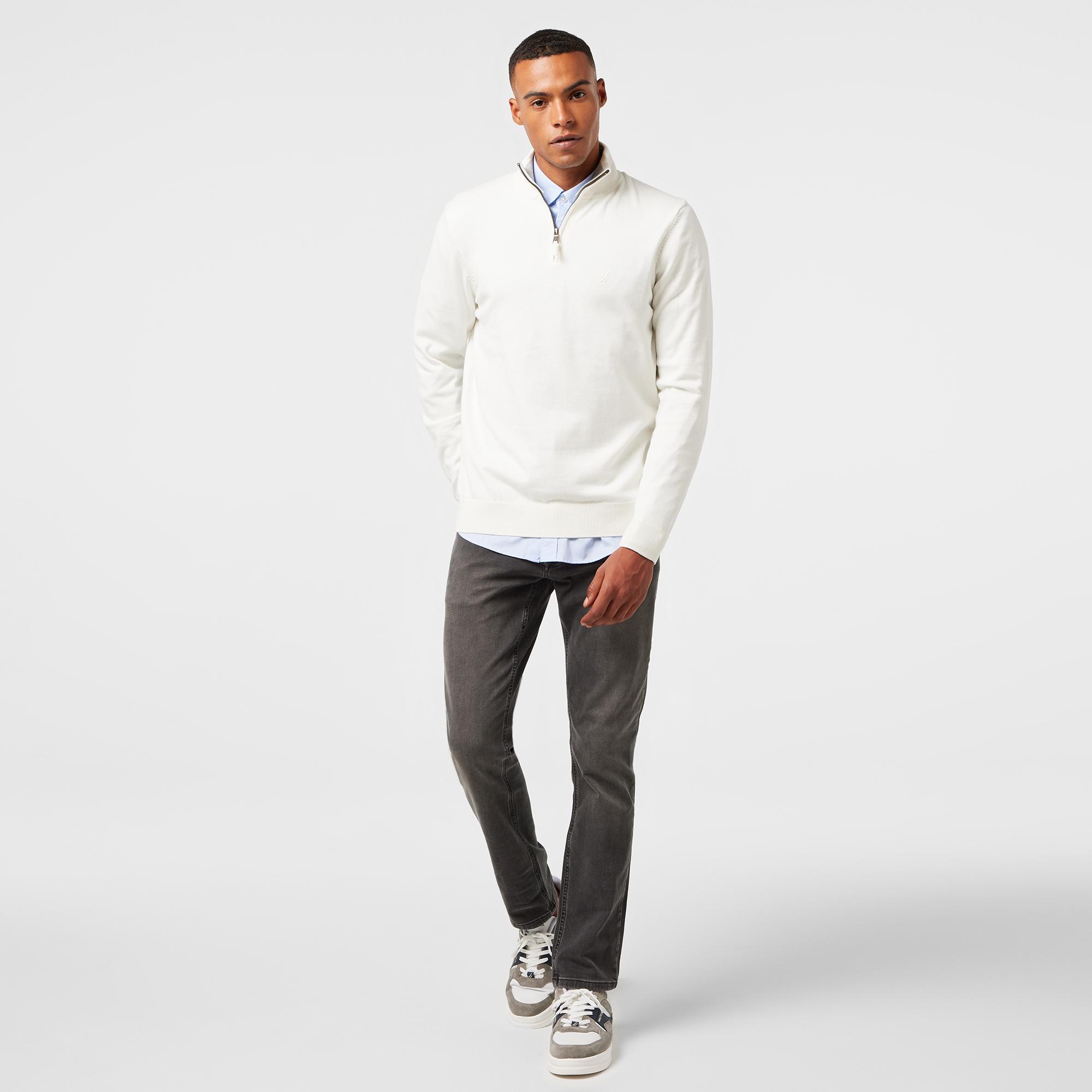 Nautica Erkek Beyaz Standart Fit Dik Yakalı Triko