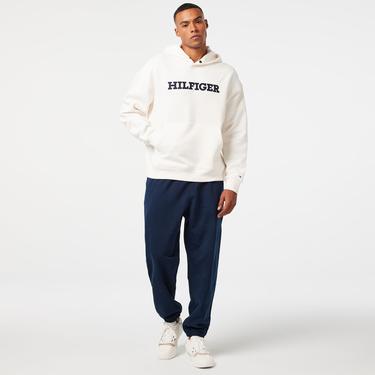  Tommy Hilfiger Monotype Applique Erkek Beyaz Hoodie