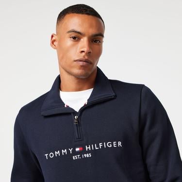  Tommy Hilfiger Tommy Logo Mockneck Erkek Mavi Sweatshirt