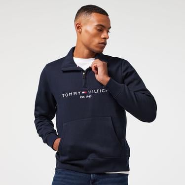  Tommy Hilfiger Tommy Logo Mockneck Erkek Mavi Sweatshirt