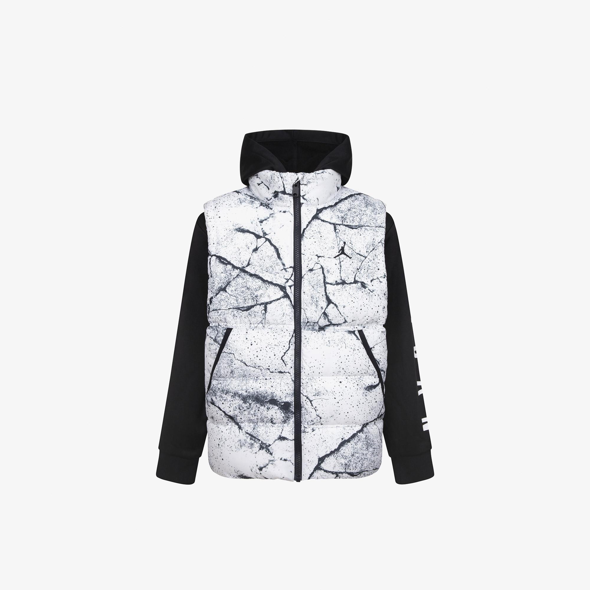 Jordan 2 Fer Çocuk Gri/Siyah Kapüşonlu Mont