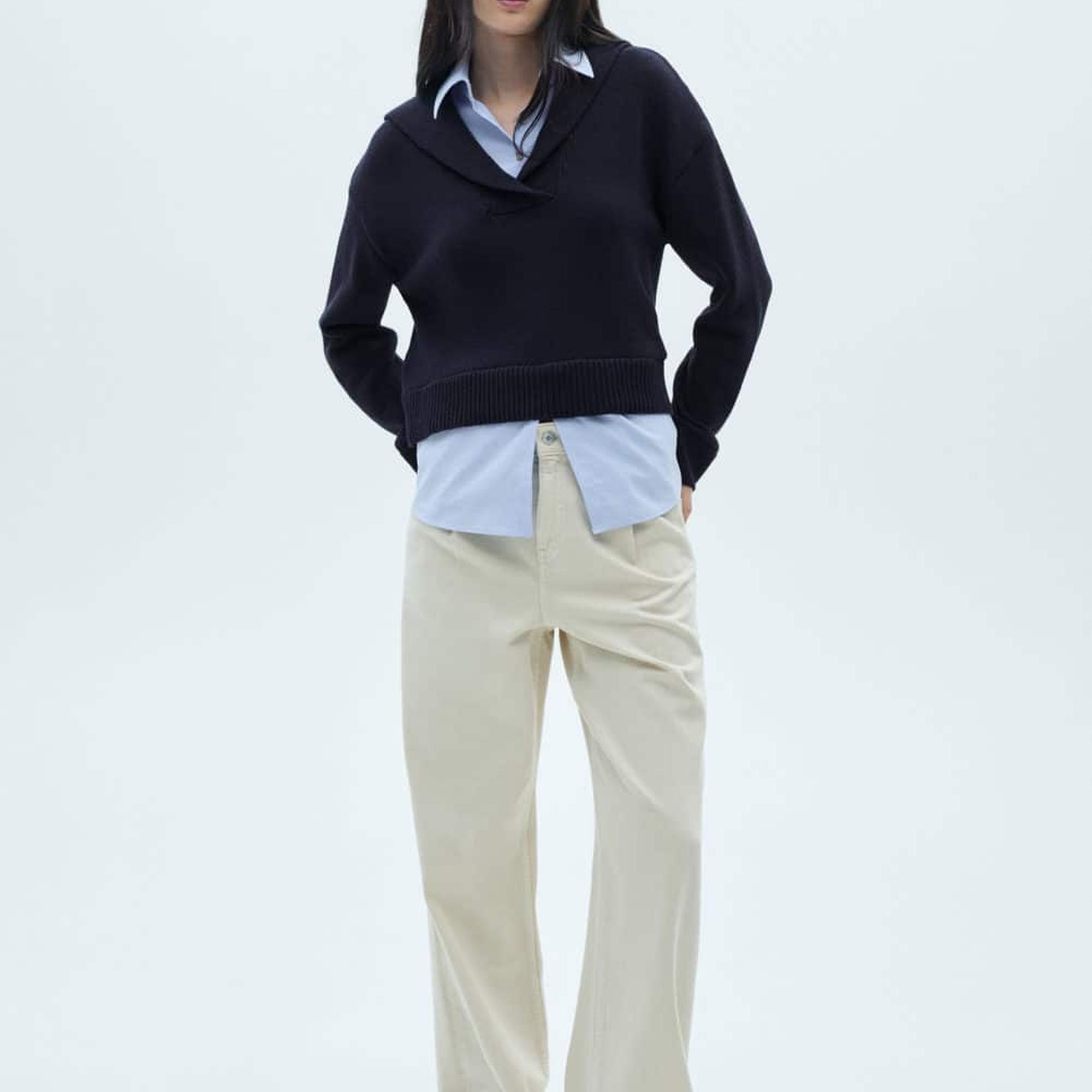 Mango Kadın Kombine Gömlek Kazak Lacivert