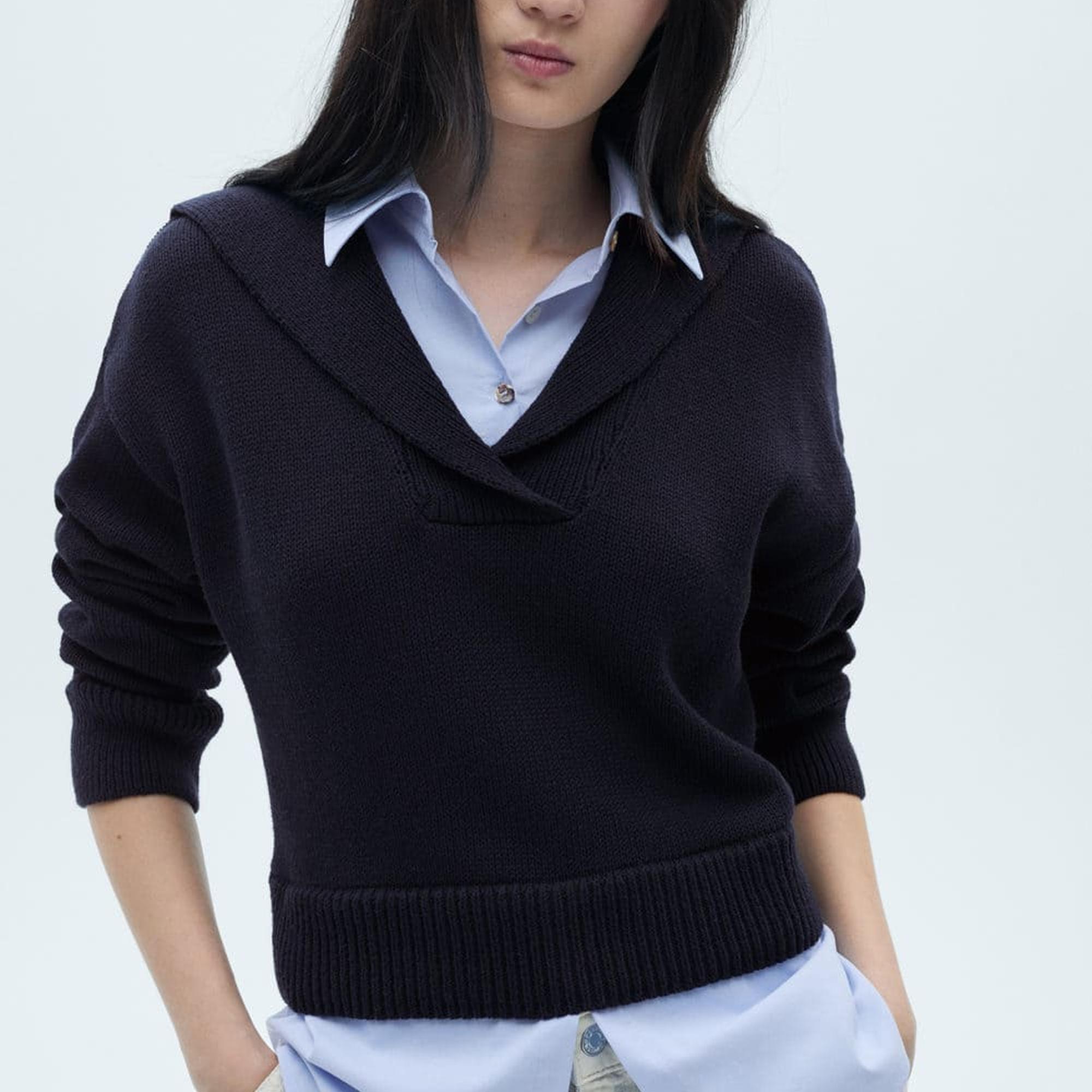 Mango Kadın Kombine Gömlek Kazak Lacivert