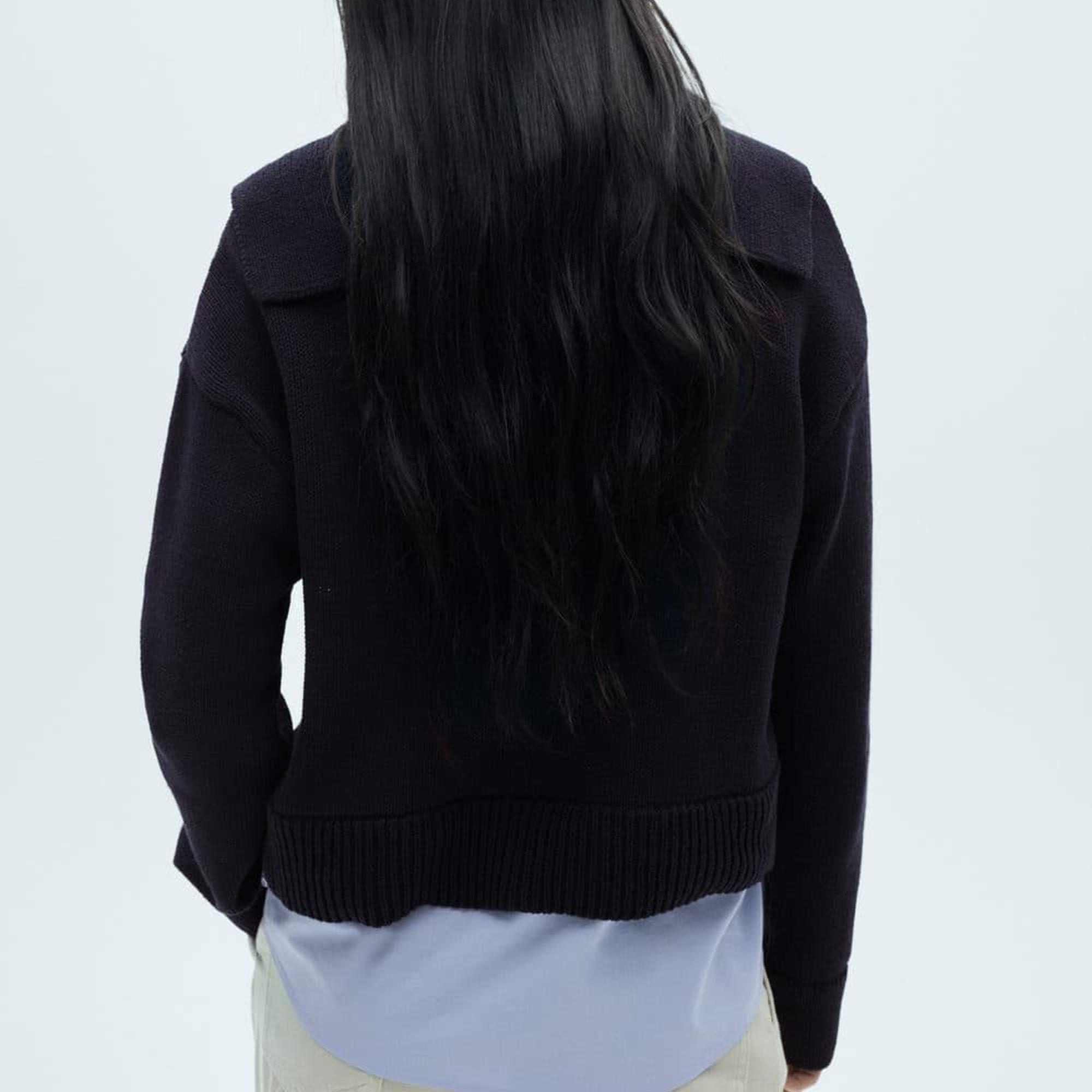 Mango Kadın Kombine Gömlek Kazak Lacivert