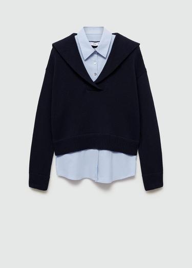  Mango Kadın Kombine Gömlek Kazak Lacivert