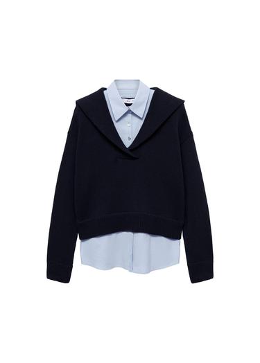  Mango Kadın Kombine Gömlek Kazak Lacivert