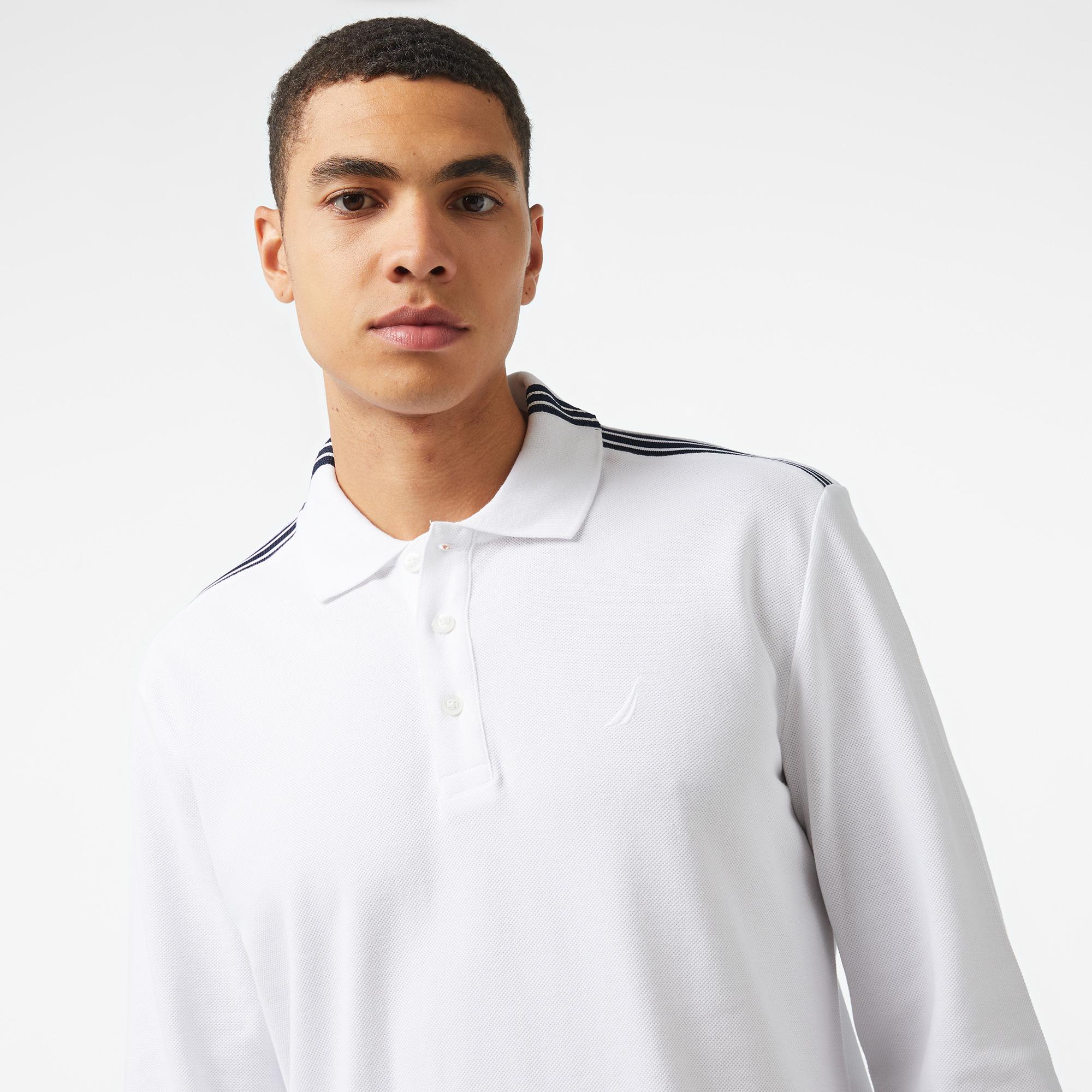 Nautica Erkek Beyaz Classic Fit Uzun Kollu Polo Yaka T-Shirt