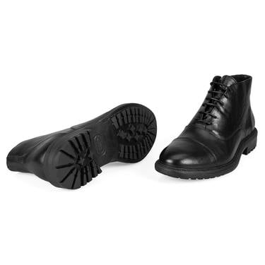  Corey Siyah Erkek Fermuarlı Deri Bot