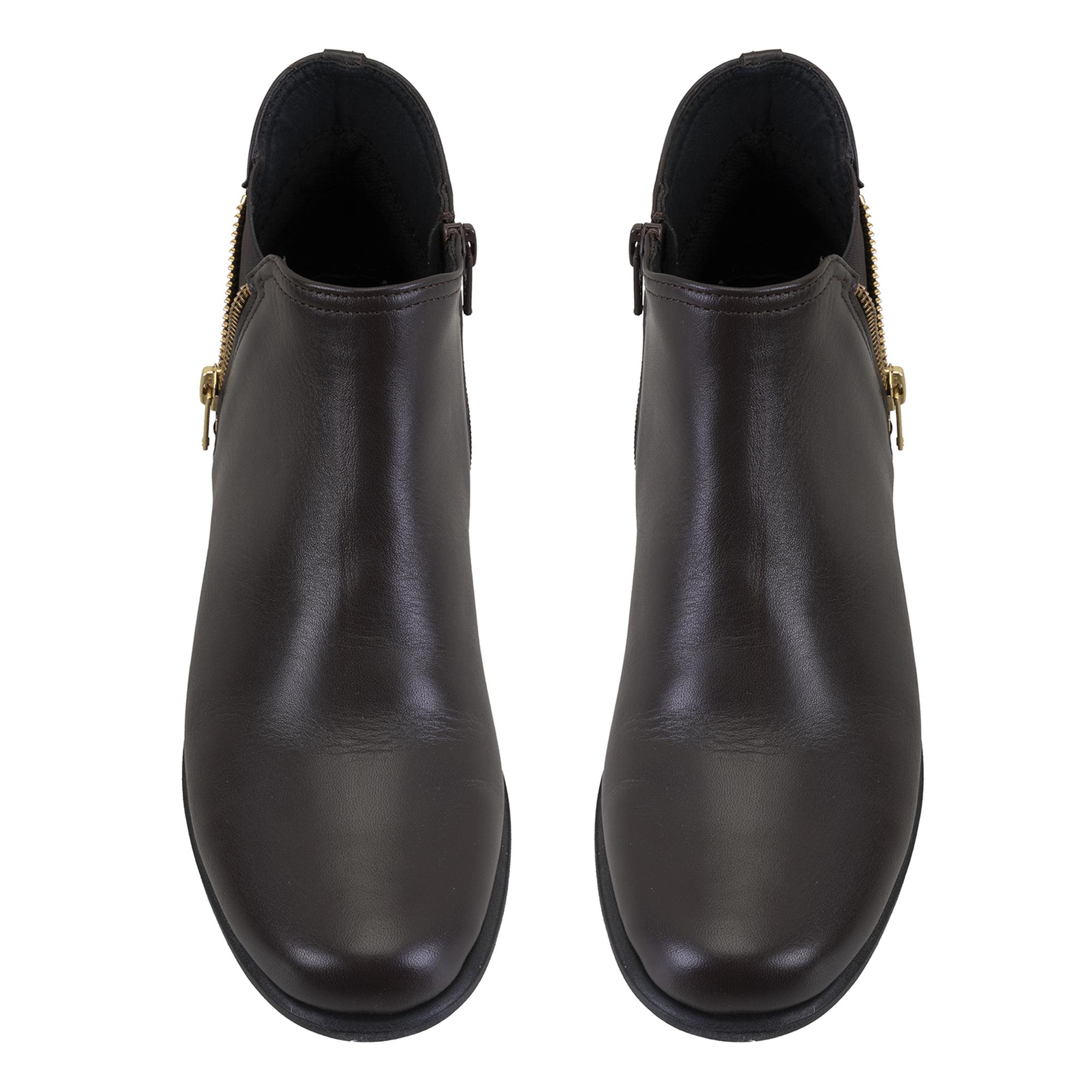 Karlee Kahve Kadın DesaComfort Fermuarlı Deri Bot