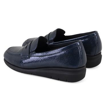  Kadın Lacivert DesaComfort Kroko Baskılı Deri Günlük Ayakkabı